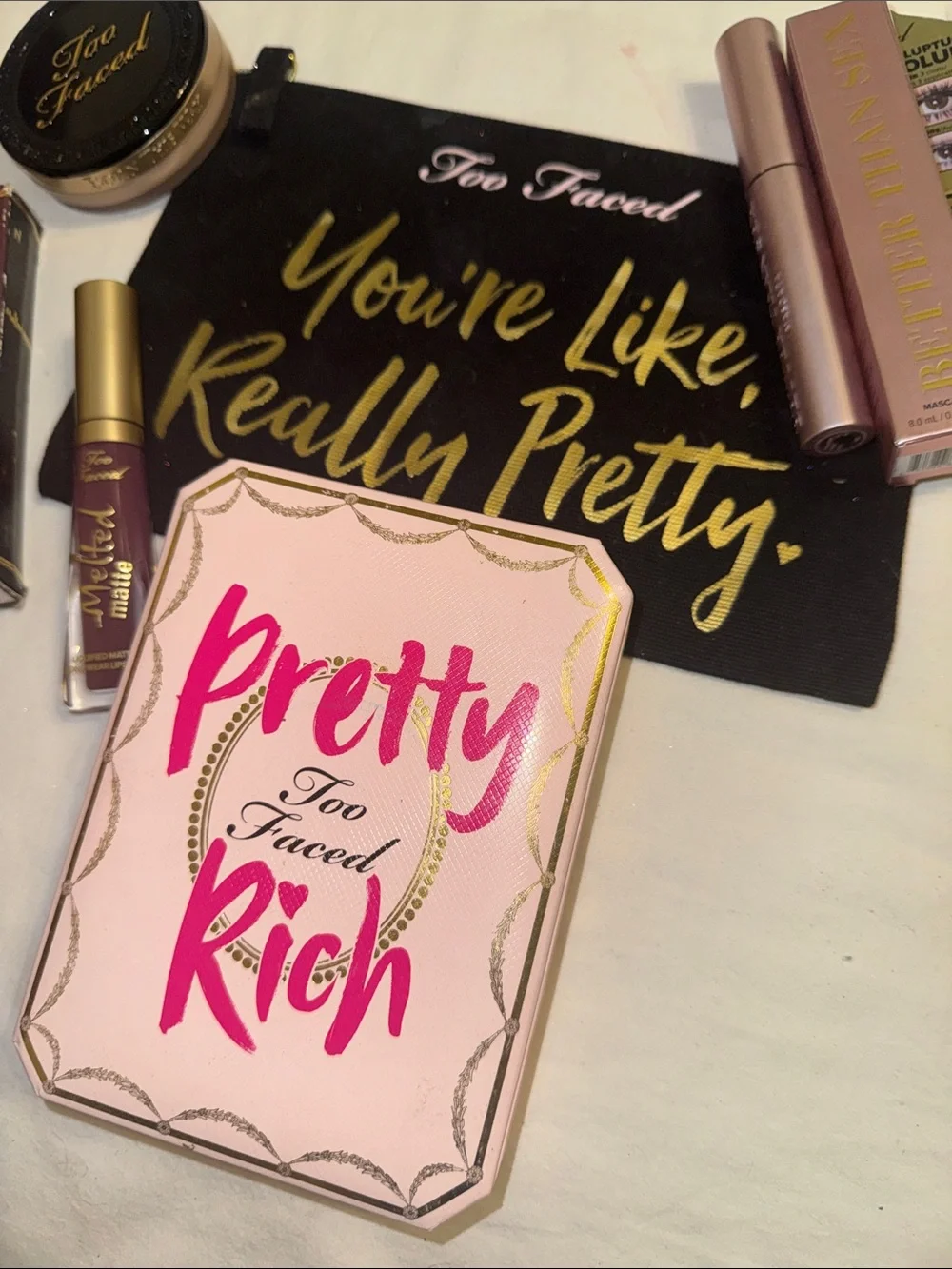 Too Faced Pretty Rich Eyeshadow Palette with Pink and Gold Accents 4-Bundle Pkg